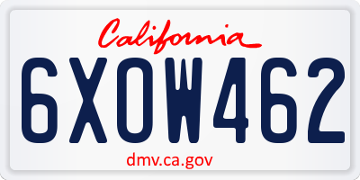 CA license plate 6XOW462