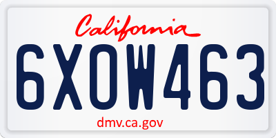 CA license plate 6XOW463