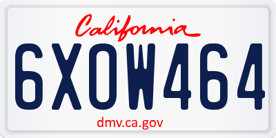 CA license plate 6XOW464