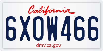 CA license plate 6XOW466