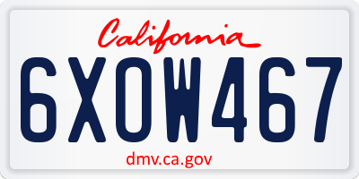 CA license plate 6XOW467