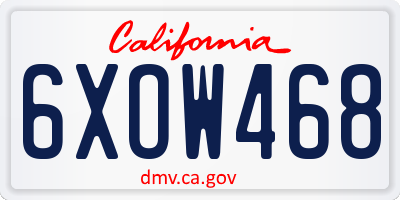 CA license plate 6XOW468
