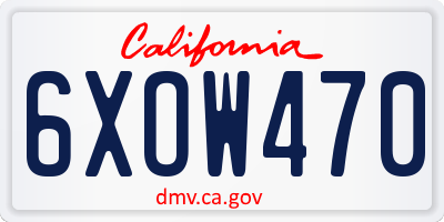 CA license plate 6XOW470