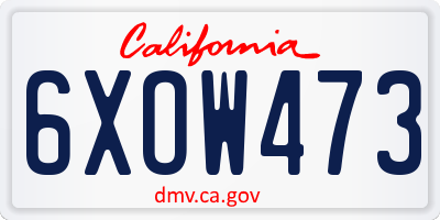 CA license plate 6XOW473