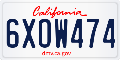 CA license plate 6XOW474