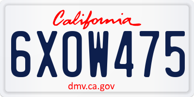 CA license plate 6XOW475