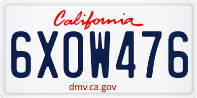CA license plate 6XOW476