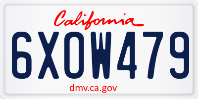 CA license plate 6XOW479