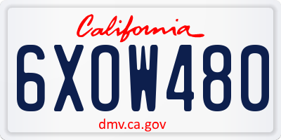 CA license plate 6XOW480