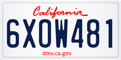 CA license plate 6XOW481