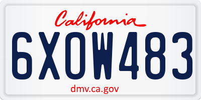 CA license plate 6XOW483