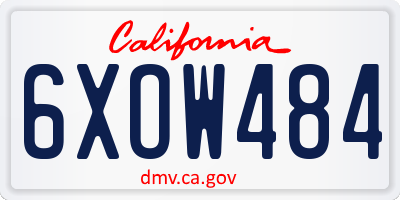CA license plate 6XOW484