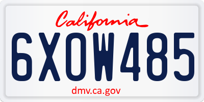 CA license plate 6XOW485