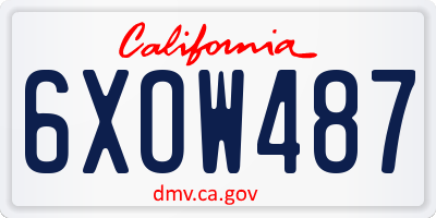 CA license plate 6XOW487