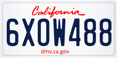 CA license plate 6XOW488