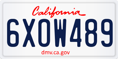 CA license plate 6XOW489