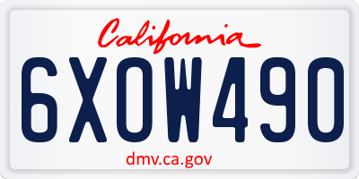 CA license plate 6XOW490