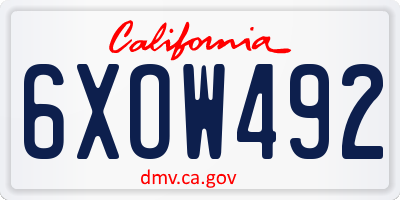 CA license plate 6XOW492