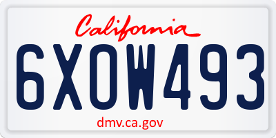 CA license plate 6XOW493