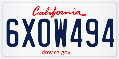 CA license plate 6XOW494