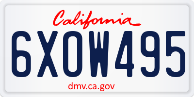CA license plate 6XOW495