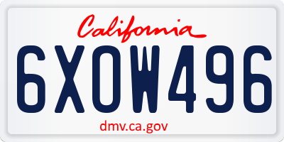 CA license plate 6XOW496