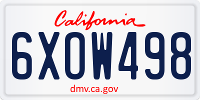CA license plate 6XOW498