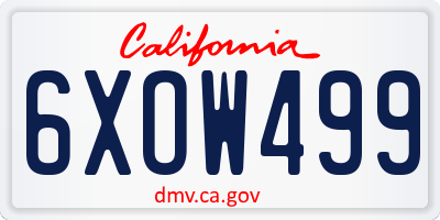 CA license plate 6XOW499