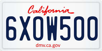 CA license plate 6XOW500