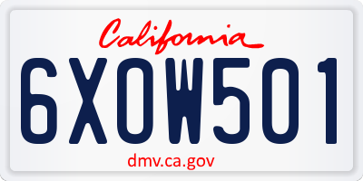 CA license plate 6XOW501