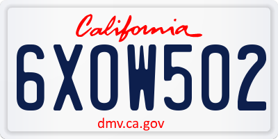CA license plate 6XOW502