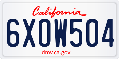 CA license plate 6XOW504