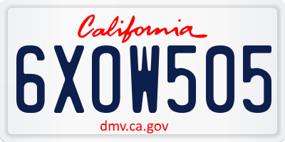 CA license plate 6XOW505