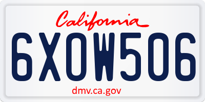 CA license plate 6XOW506