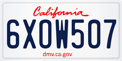 CA license plate 6XOW507