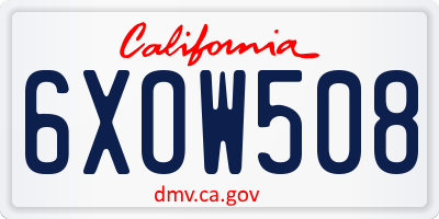 CA license plate 6XOW508