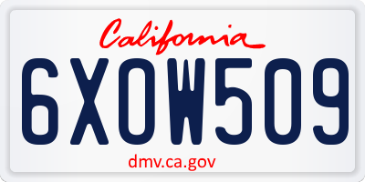 CA license plate 6XOW509