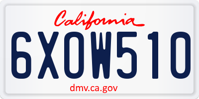 CA license plate 6XOW510