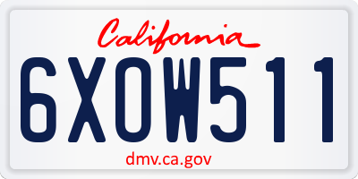 CA license plate 6XOW511