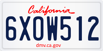 CA license plate 6XOW512
