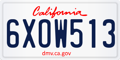 CA license plate 6XOW513