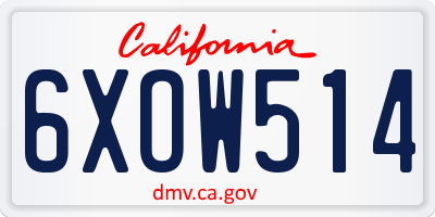 CA license plate 6XOW514