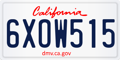 CA license plate 6XOW515