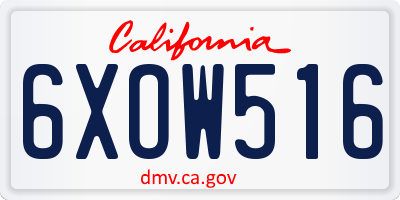 CA license plate 6XOW516