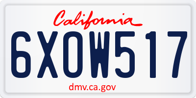 CA license plate 6XOW517