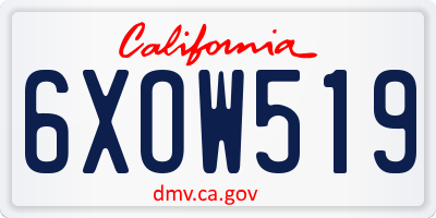 CA license plate 6XOW519
