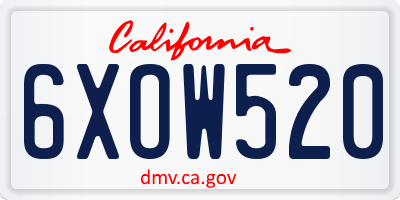 CA license plate 6XOW520