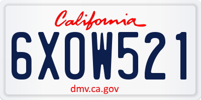 CA license plate 6XOW521