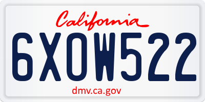 CA license plate 6XOW522