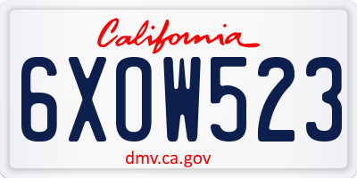 CA license plate 6XOW523